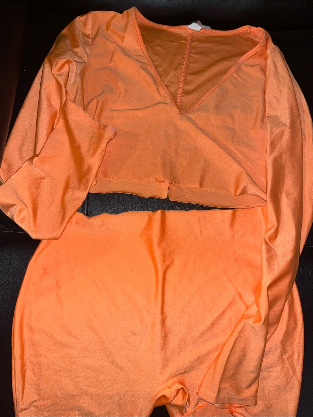 Women's Orange V-Neck Long Sleeve Top